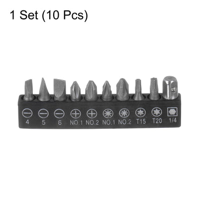 Harfington 10 in 1 Schraubenzieher Bit Set 1/4" Sechskant Schaft Torx Quadratisch Schlitz Kreuzschlitz Pozi Bit