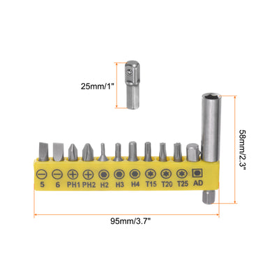 Harfington 12 in 1 Schraubenzieher Bit Set 1/4" Sechskant Schaft Torx Quadratisch Schlitz Kreuzschlitz Bit Set mit 1/4" Verlängerung Bit Halter