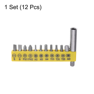 Harfington 12 in 1 Schraubenzieher Bit Set 1/4" Sechskant Schaft Torx Quadratisch Schlitz Kreuzschlitz Bit Set mit 1/4" Verlängerung Bit Halter