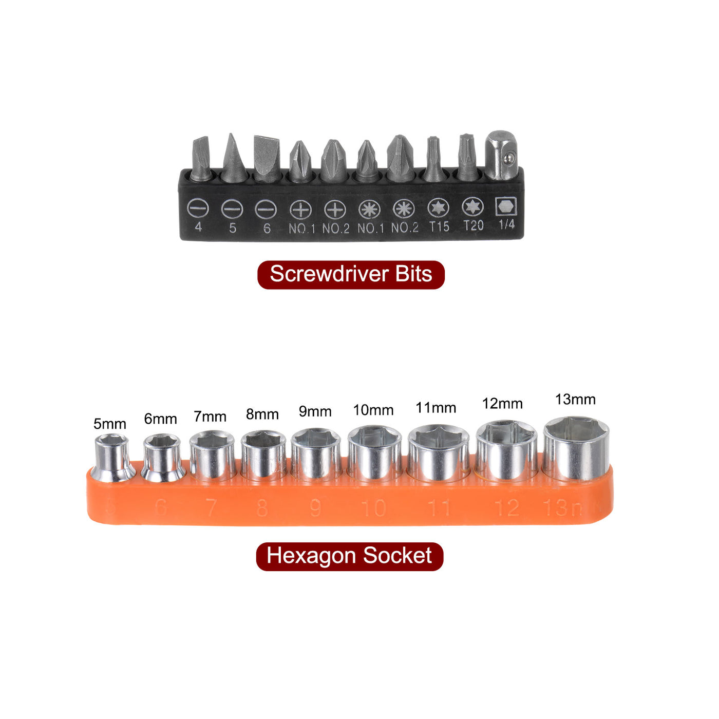 Harfington 20 in 1 Schraubenzieher Bit Set 1/4" Sechskant Schaft Torx Schlitz Kreuzschlitz Pozi Bit Set und 5-13mm Metrisch Steckdose mit 6 Punkte Mini Ratschenschlüssel