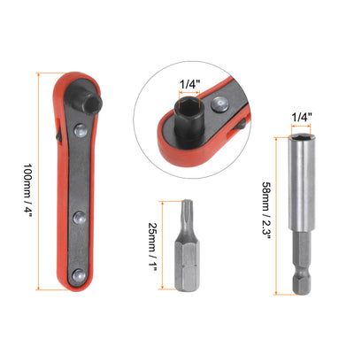 Harfington 35 in 1 Schraubenzieher Bit Set 1/4" Sechskant Schaft Torx Schlitz Kreuzschlitz Pozi Bit Set und Bit Magnetisator Ring mit 6 Punkte Mini Ratschenschlüssel