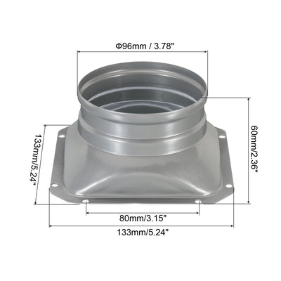 Harfington 4" Kanalanschluss Flansch Metall Gerade Rohrleitung Abgasflansch Kanal Montageplatte mit Schrauben für Luft Heizung Kühlung Lüftung HVAC System Square