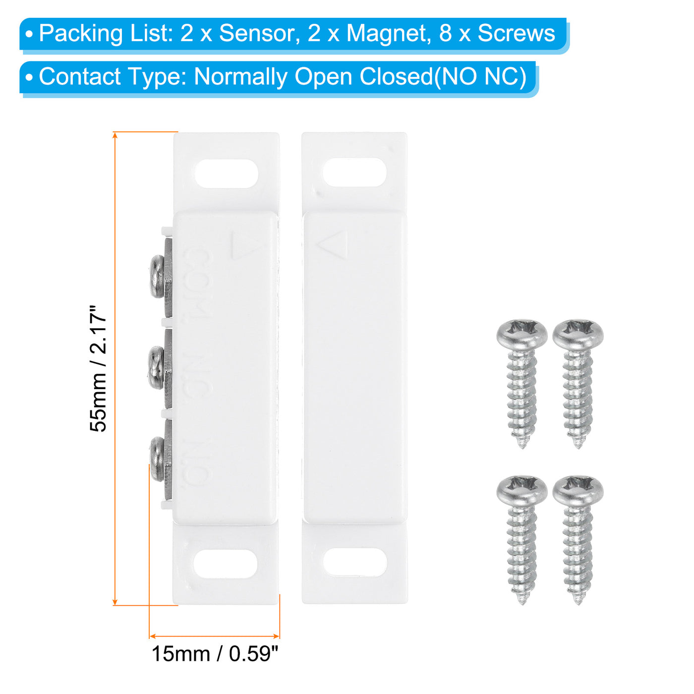 Harfington Magnetic Reed Switch, 2 Sets NO NC Wired Door Window Reed Switch