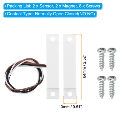 Harfington Magnetic Reed Switch, 2 Sets NO NC Wired Door Window Contact Switch for Home