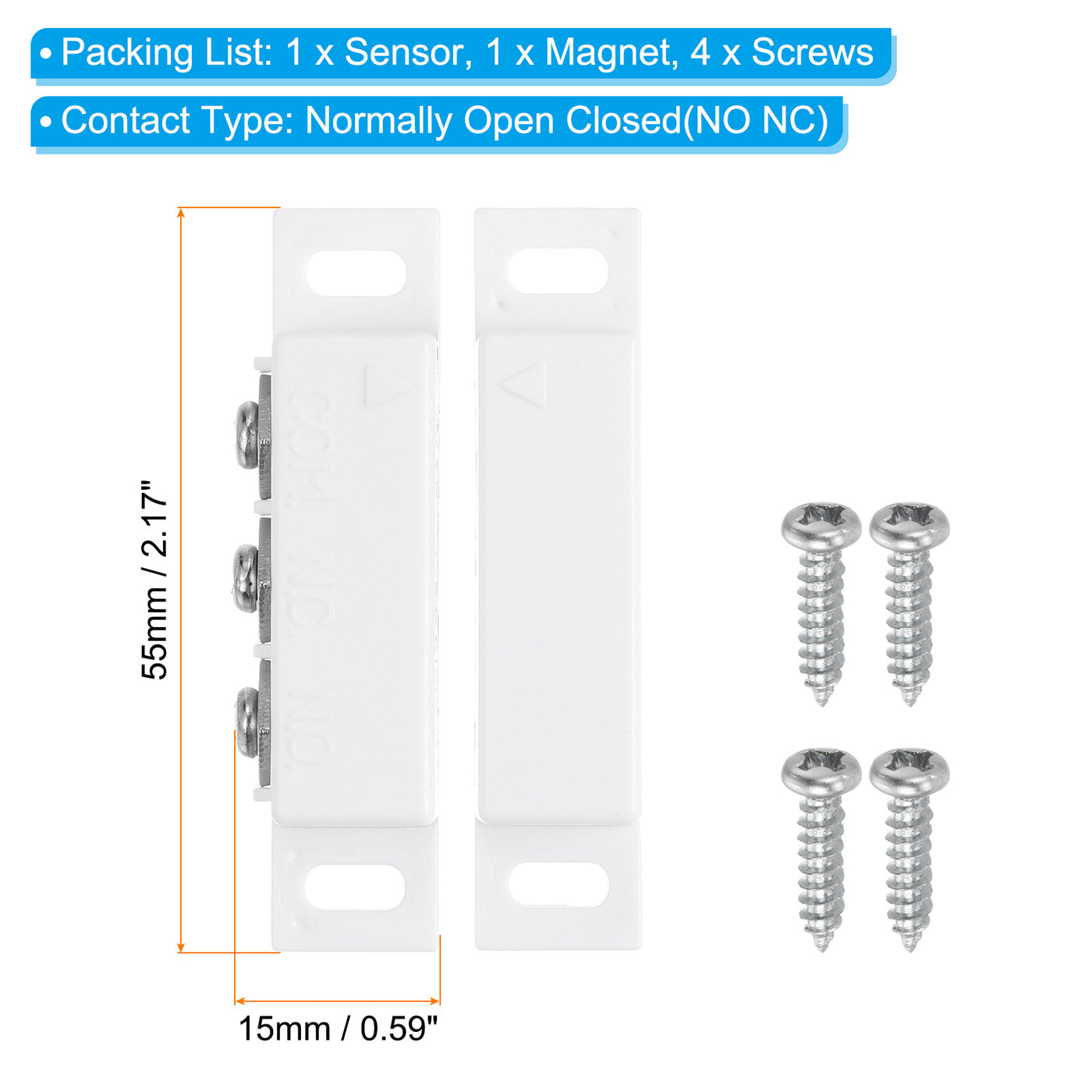 Harfington Magnetic Reed Switch, 1 Set NO NC Wired Door Window Reed Switch