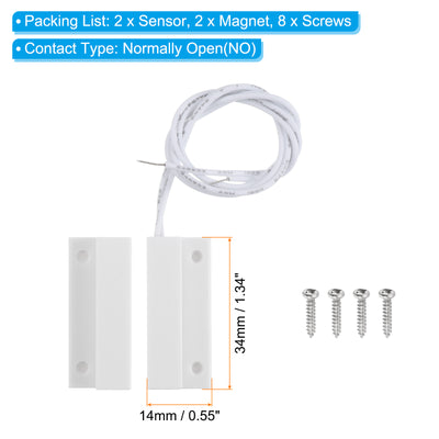 Harfington Magnetic Reed Switch, 2 Sets NO Wired Door Window Contacts