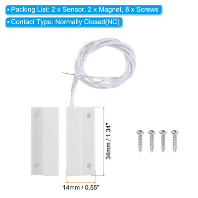 Harfington Magnetic Reed Switch, 2 Sets NC Wired Door Window Contacts