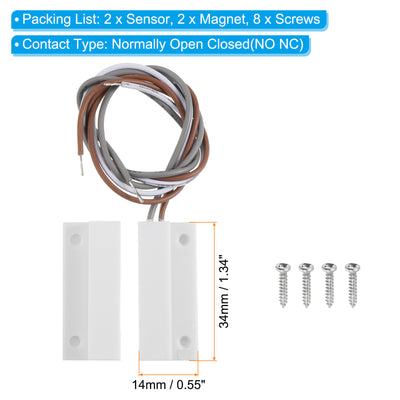 Harfington Magnetic Reed Switch, 2 Sets NO NC Wired Door Window Contacts