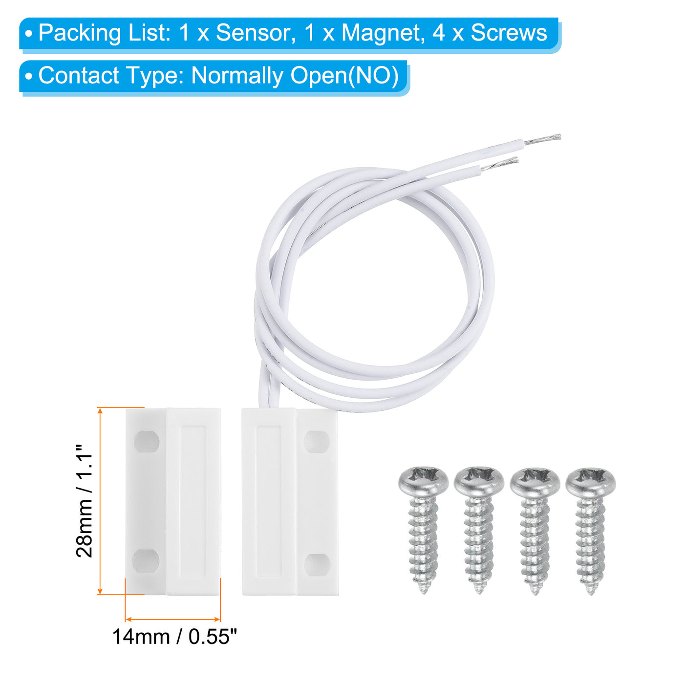 Harfington Magnetic Reed Switch, 1 Set NO Wired Door Window Contact Switch