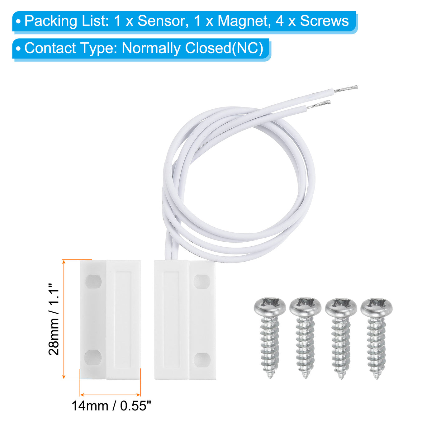 Harfington Magnetic Reed Switch, 1 Set NO Wired Door Window Contact Switch