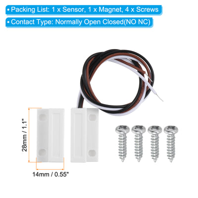 Harfington Magnetic Reed Switch, 1 Set NO NC Wired Door Window Contact Switch