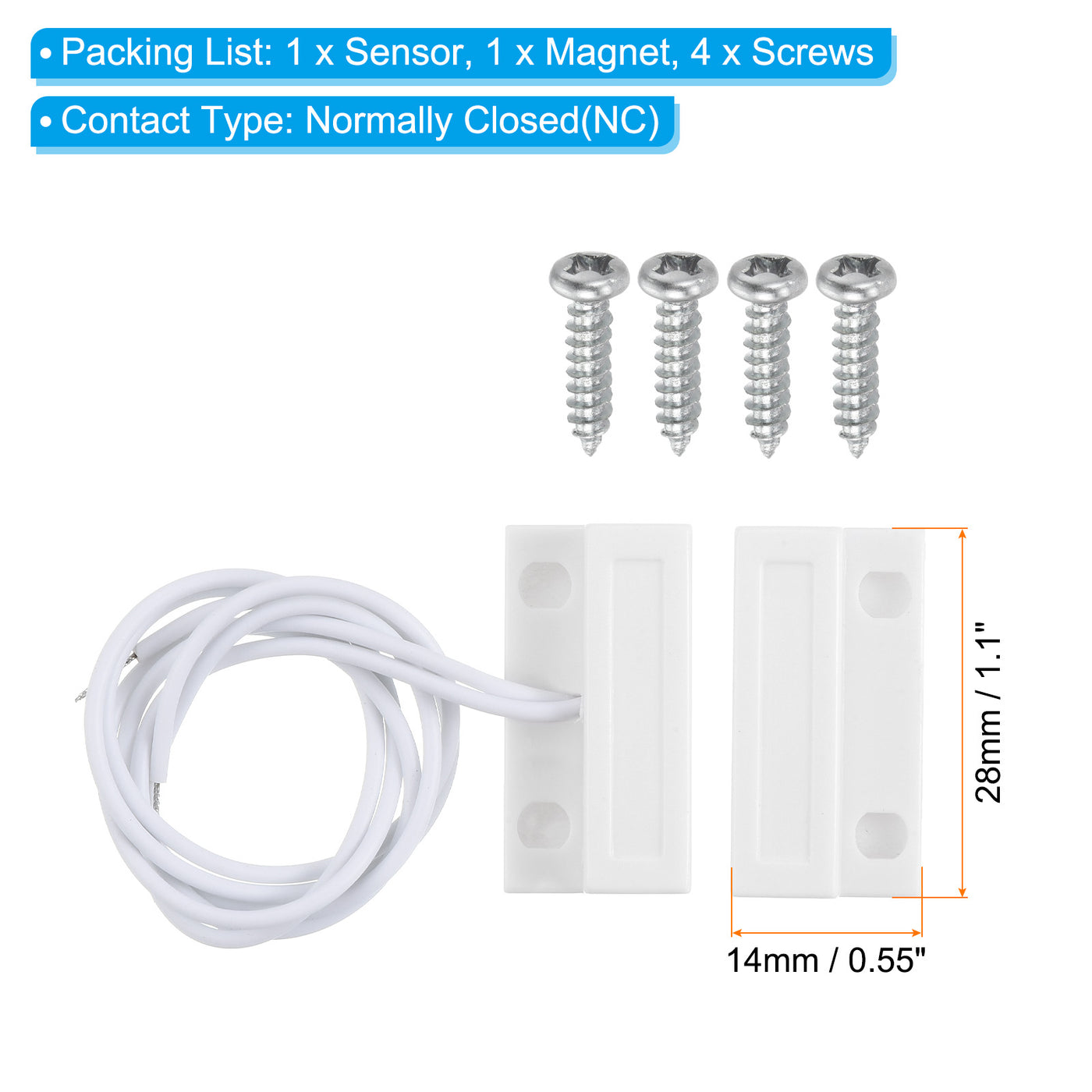 Harfington Magnetic Reed Switch, 1 Set NO Wired Garage Door Window Contact Switch