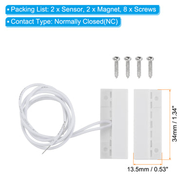 Harfington Magnetic Reed Switch, 2 Sets NO Wired Garage Door Window Contacts