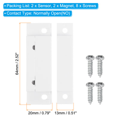 Harfington Magnetic Reed Switch, 2 Sets NO Wired Garage Door Window Contact Switch