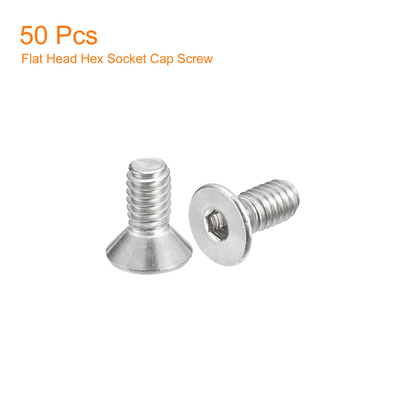 uxcell Uxcell #8-32x3/8" Flat Head Socket Cap Screws, 304 Stainless Steel Fasteners 50Pcs