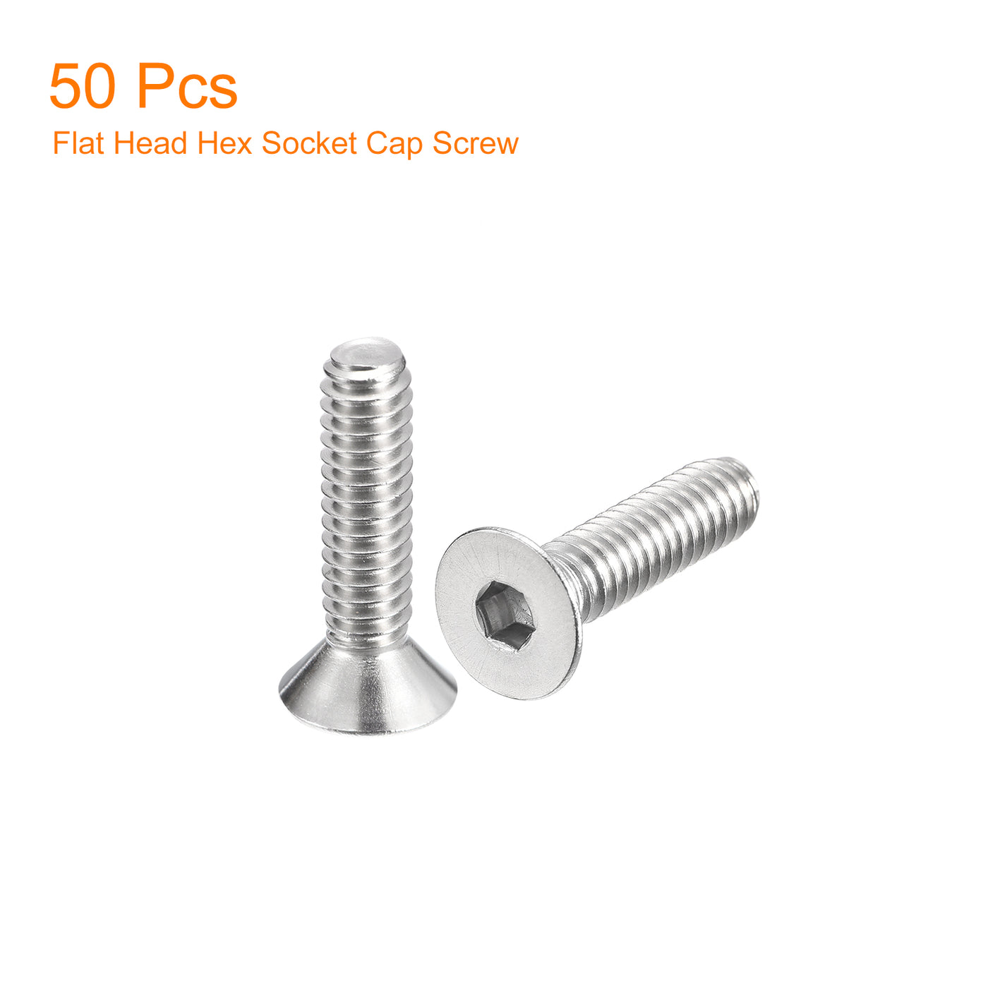 uxcell Uxcell 1/4-20x1" Flat Head Socket Cap Screws, 304 Stainless Steel Fasteners 50Pcs