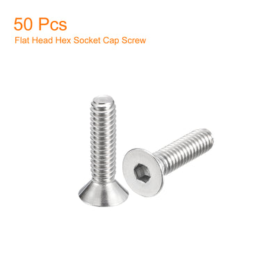 Harfington Uxcell 1/4-20x1" Flat Head Socket Cap Screws, 304 Stainless Steel Fasteners 50Pcs