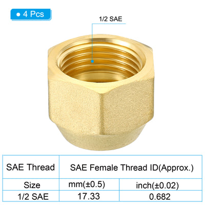 Harfington 1/2 SAE Gewinde Messing Leuchtkugel 4 Pack 45 Grad Bördelung Rohranschluss Muttern Hydraulik Schlauch Verschraubung für Klimaanlage Wasser Gas Leitung Matte Oberfläche