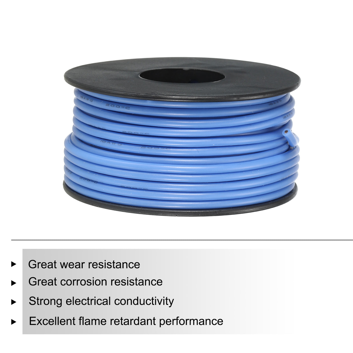 Harfington Silicone Wire 18 AWG Blue Spool 15m Electrical Tinned Copper Wire for Car Model