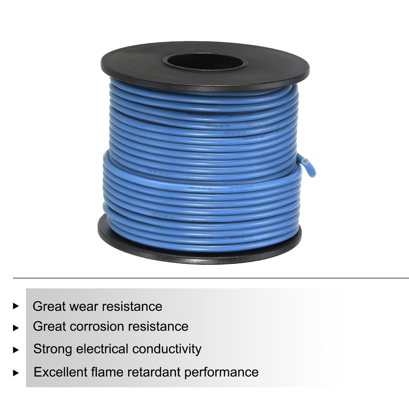 Harfington Silicone Wire 18 AWG Blue Spool 30m Electrical Tinned Copper Wire for Car Model