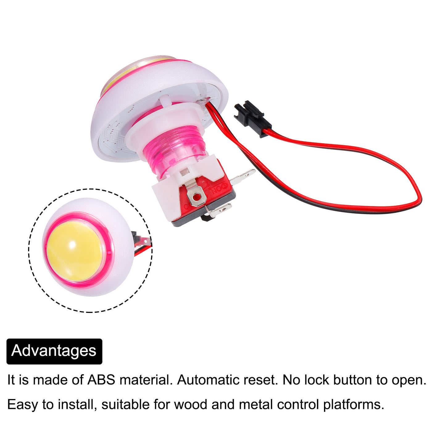 Harfington Starts Arcade Buttons ABS Round Rainbow Convex Button for Video DC 12V