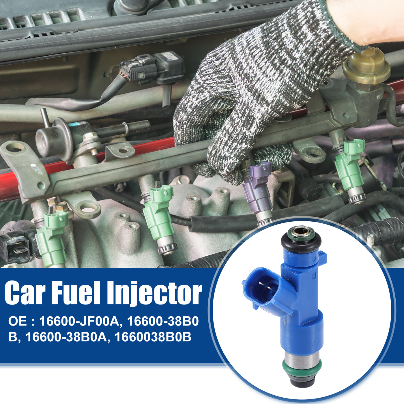 ACROPIX Car Fuel Injector Nozzle Replacement Fit for Nissan GT-R 3.8L V6 GR6 TT COUPE 2022-2023 16600-JF00A - Pack of 1 Blue