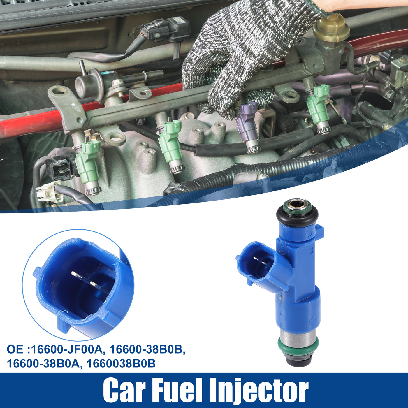 ACROPIX Car Fuel Injector Nozzle Replacement Fit for Nissan GT-R 3.8L V6 GR6 TT COUPE 2022-2023 16600-JF00A - Pack of 1 Blue