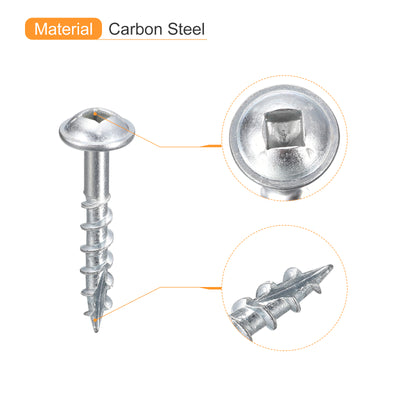 Harfington Uxcell #8x1" Tasche Loch Schrauben 100Stk Viereckig Antrieb Selbstschneidend Holz Schrauben mit Verzinkt für Holzarbeiten