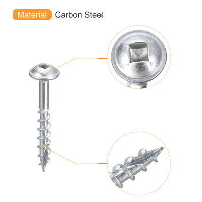 Harfington Uxcell #8x1-1/4" Tasche Loch Schrauben 100Stk Viereckig Antrieb Selbstschneidend Holz Schrauben mit Verzinkt für Holzarbeiten