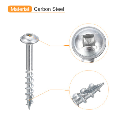 Harfington Uxcell #8x1-1/2" Tasche Loch Schrauben 100Stk Viereckig Antrieb Selbstschneidend Holz Schrauben mit Verzinkt für Holzarbeiten
