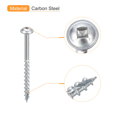 Harfington Uxcell #8x2" Tasche Loch Schrauben 100Stk Viereckig Antrieb Selbstschneidend Holz Schrauben mit Verzinkt für Holzarbeiten
