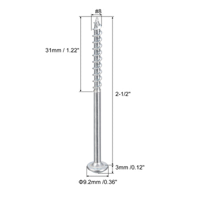 Harfington Uxcell #8x2-1/2" Tasche Loch Schrauben 50Stk Viereckig Antrieb Selbstschneidend Holz Schrauben mit Verzinkt für Holzarbeiten