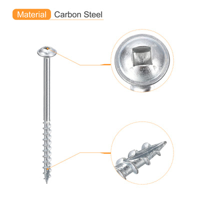 Harfington Uxcell #8x2-1/2" Tasche Loch Schrauben 100Stk Viereckig Antrieb Selbstschneidend Holz Schrauben mit Verzinkt für Holzarbeiten