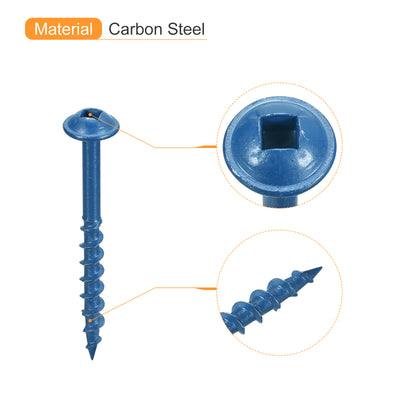 Harfington Uxcell #8x2" Tasche Loch Schrauben 100Stk Viereckig Antrieb Selbstschneidend Holz Schrauben mit Blau Beschichtet für Holzarbeiten