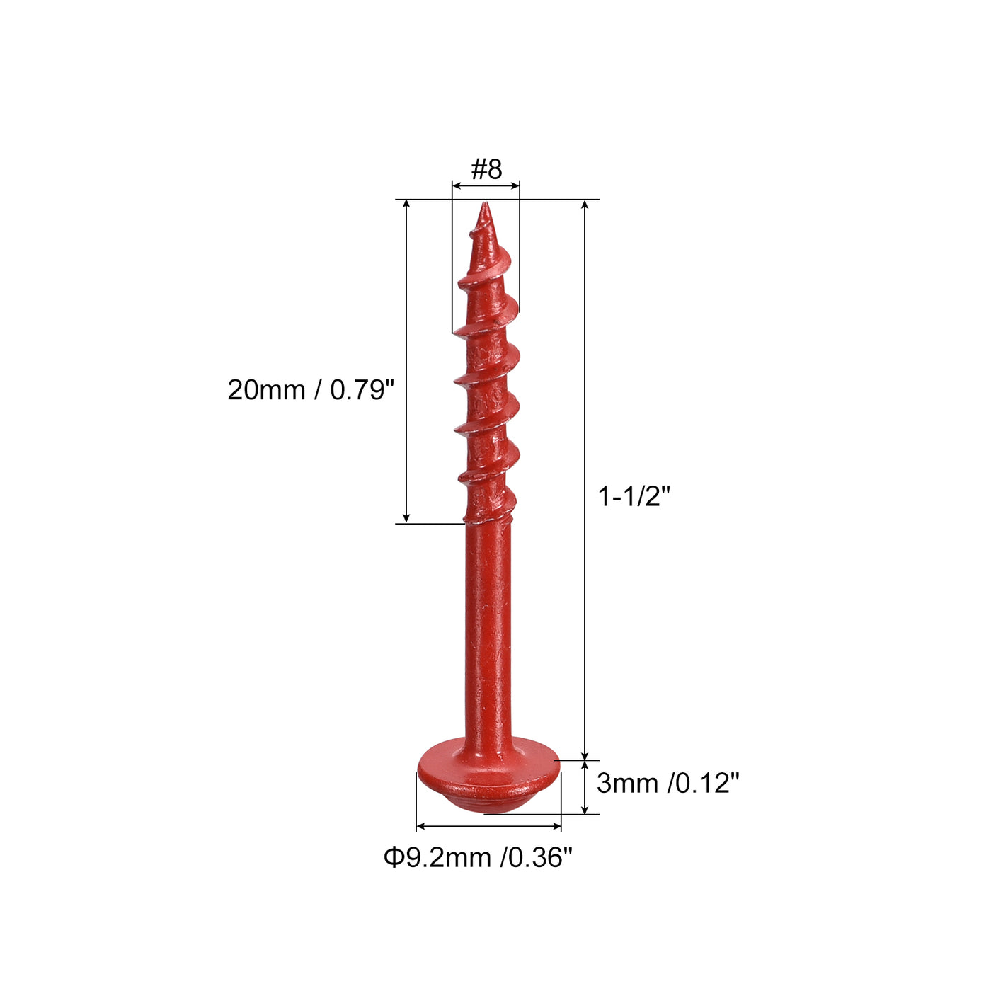 uxcell Uxcell #8x1-1/2" Tasche Loch Schrauben 50Stk Viereckig Antrieb Selbstschneidend Holz Schrauben mit Rot Beschichtet für Holzarbeiten