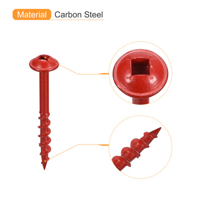 Harfington Uxcell #8x1-1/2" Tasche Loch Schrauben 50Stk Viereckig Antrieb Selbstschneidend Holz Schrauben mit Rot Beschichtet für Holzarbeiten