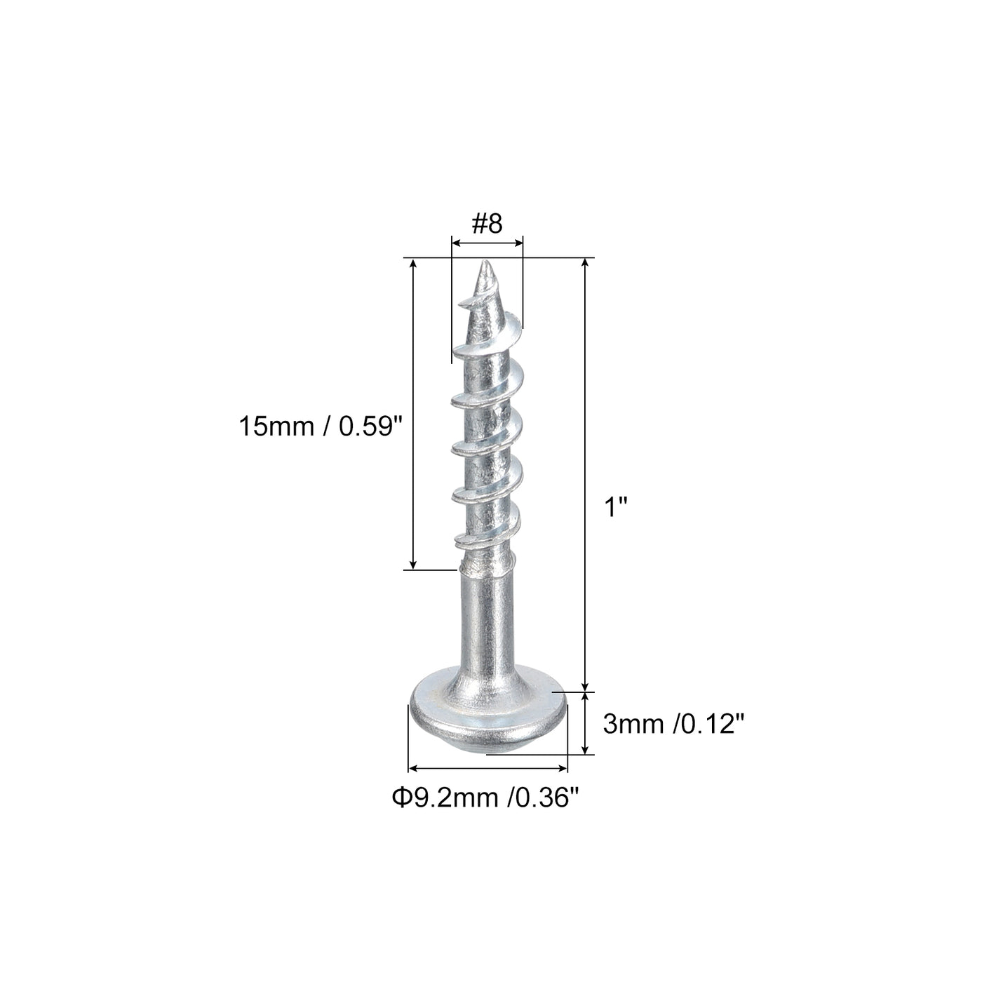 uxcell Uxcell #8x1" Pocket Hole Screws, 50pcs Phillips Drive Self Tapping Wood Screws