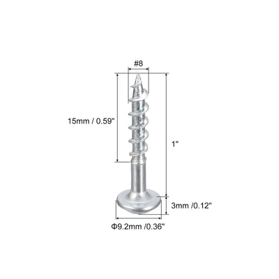 Harfington Uxcell #8x1" Pocket Hole Screws, 50pcs Phillips Drive Self Tapping Wood Screws