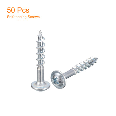 Harfington Uxcell #8x1" Pocket Hole Screws, 50pcs Phillips Drive Self Tapping Wood Screws