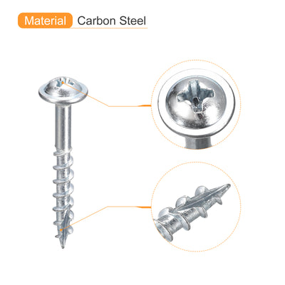 Harfington Uxcell #8x1" Pocket Hole Screws, 50pcs Phillips Drive Self Tapping Wood Screws