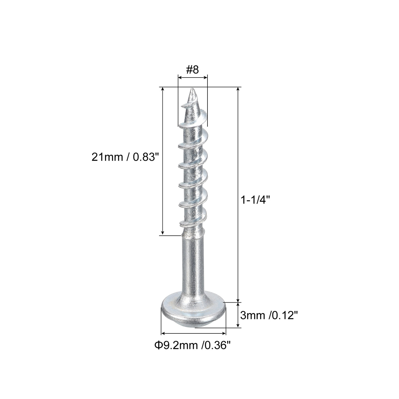 uxcell Uxcell #8x1-1/4" Pocket Hole Screws, 50pcs Phillips Drive Self Tapping Wood Screws