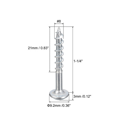 Harfington Uxcell #8x1-1/4" Pocket Hole Screws, 50pcs Phillips Drive Self Tapping Wood Screws