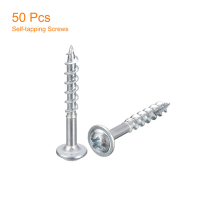 Harfington Uxcell #8x1-1/4" Pocket Hole Screws, 50pcs Phillips Drive Self Tapping Wood Screws