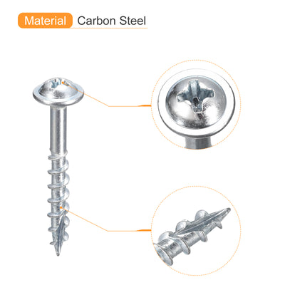 Harfington Uxcell #8x1-1/4" Pocket Hole Screws, 50pcs Phillips Drive Self Tapping Wood Screws