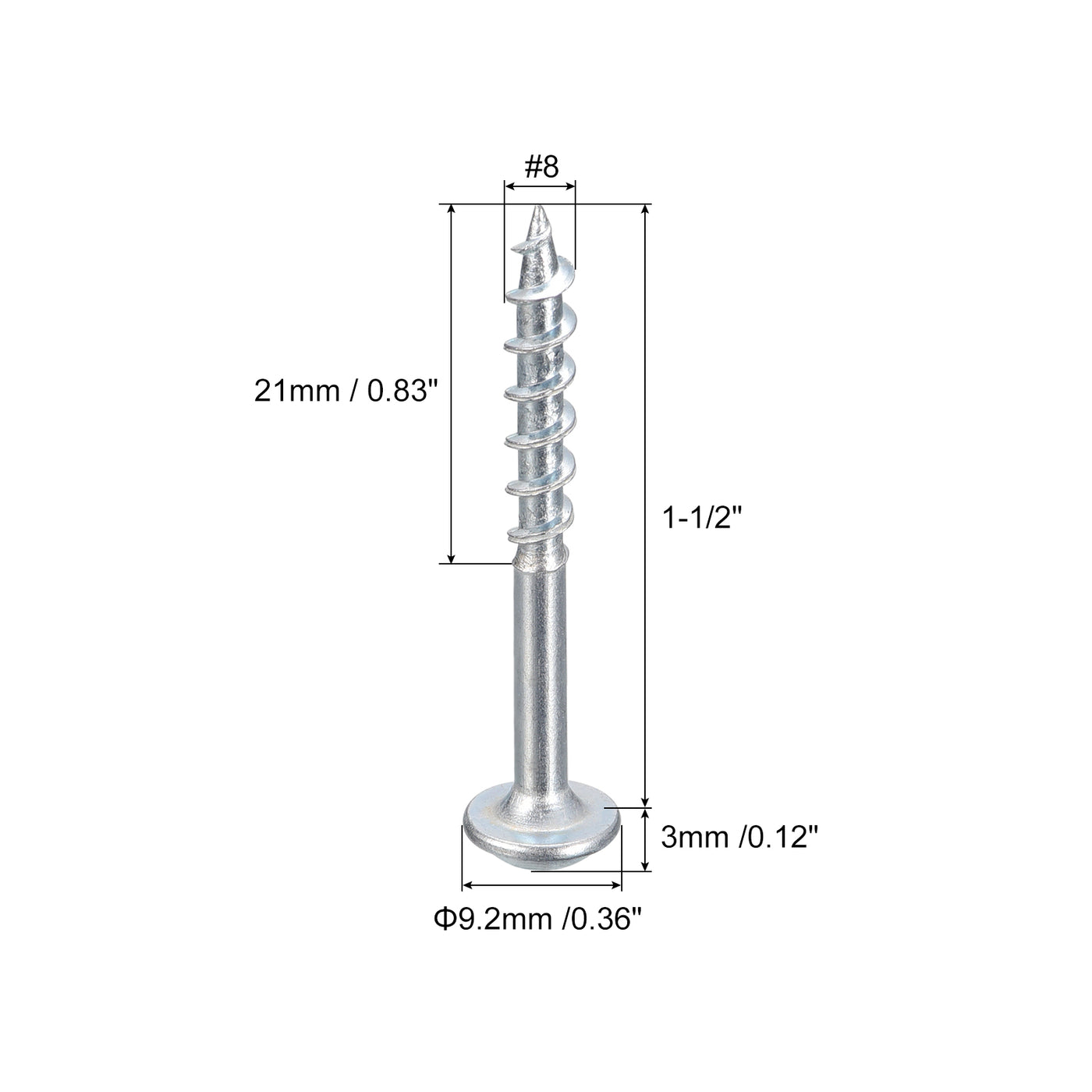 uxcell Uxcell #8x1-1/2" Pocket Hole Screws, 100pcs Phillips Drive Self Tapping Wood Screws