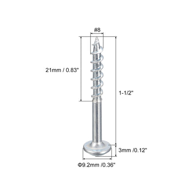 Harfington Uxcell #8x1-1/2" Pocket Hole Screws, 100pcs Phillips Drive Self Tapping Wood Screws