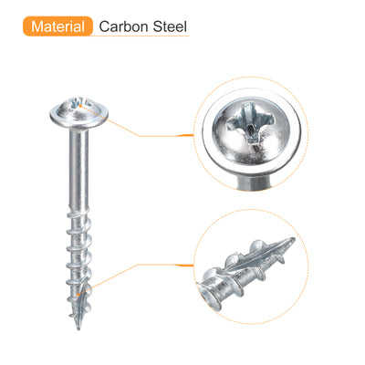 Harfington Uxcell #8x1-1/2" Pocket Hole Screws, 100pcs Phillips Drive Self Tapping Wood Screws