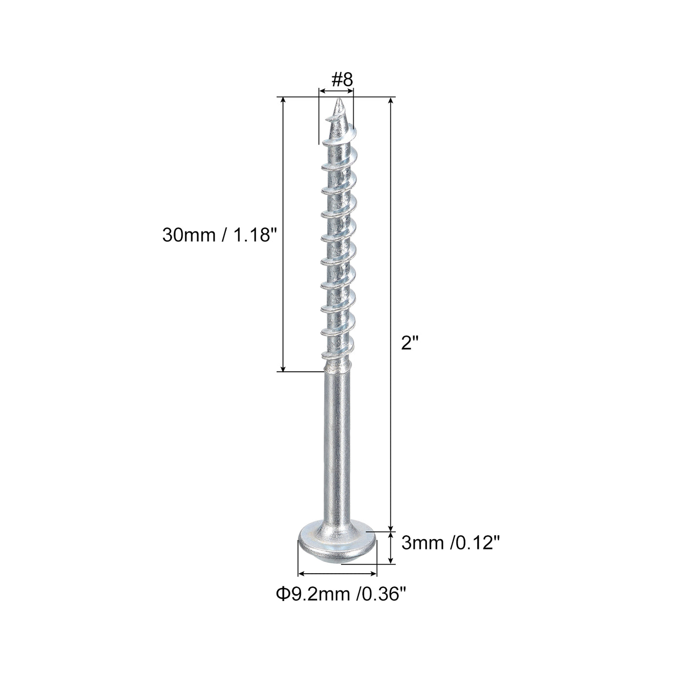 uxcell Uxcell #8x2" Pocket Hole Screws, 50pcs Phillips Drive Self Tapping Wood Screws