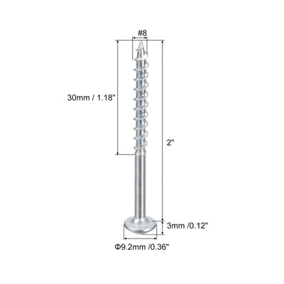 Harfington Uxcell #8x2" Pocket Hole Screws, 50pcs Phillips Drive Self Tapping Wood Screws