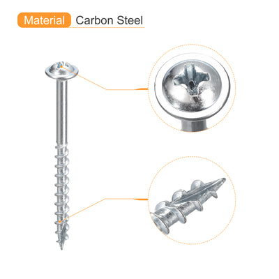 Harfington Uxcell #8x2" Pocket Hole Screws, 50pcs Phillips Drive Self Tapping Wood Screws